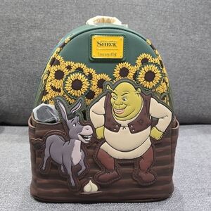 Loungefly Shrek & Donkey Sunflower Field Mini Backpack NWT